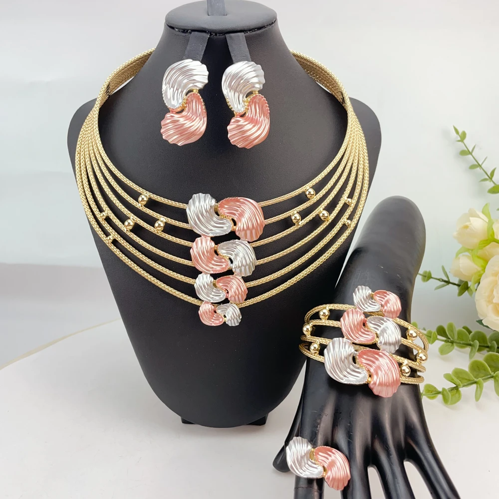 

Новейшее бразильское изысканное красивое ожерелье ручной работы, аксессуары для свадебной вечеринки, модный женский комплект ювелирных изделий FHK23771