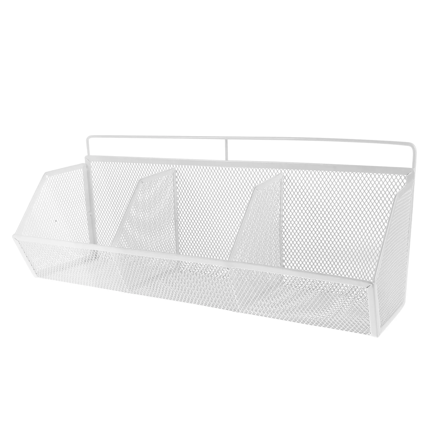 

Desktop 3-Compartment Mesh File Organizer Iron Document Holder with Angled Design for Office Desk Storage Paperwork Sorting Tray