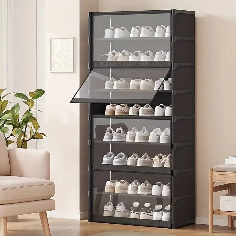 

3-layer dustproof transparent shoe cabinet, foldable, non-slip bottom, easy to clean, suitable for sports shoes, storage