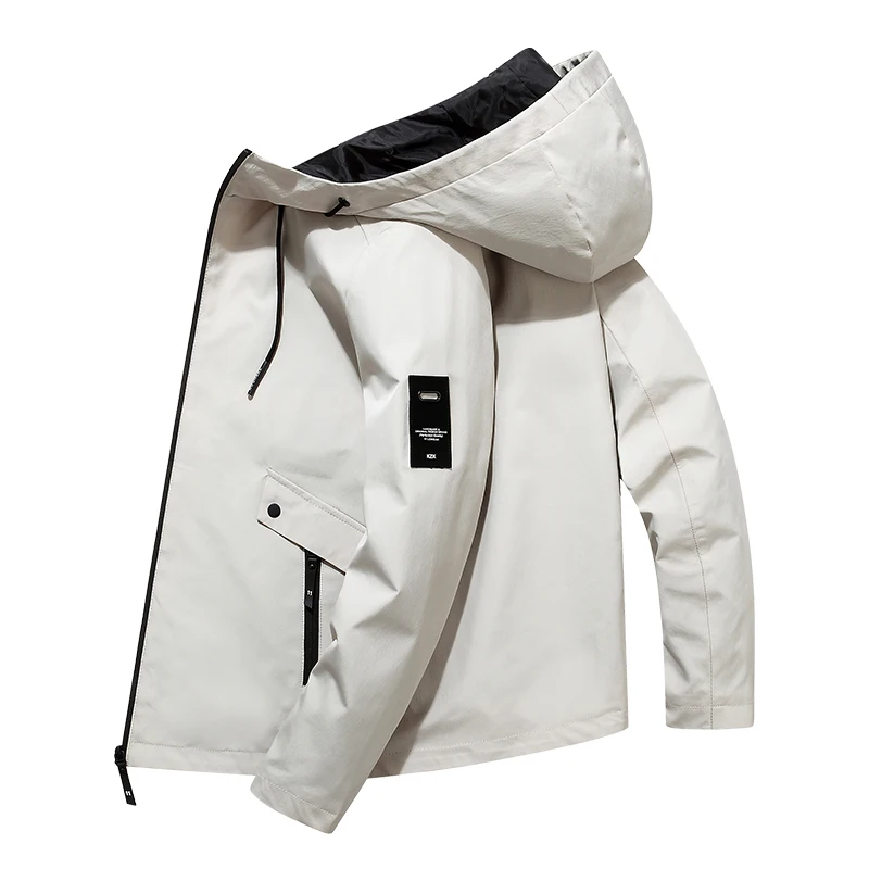 Chaqueta de otoño para hombre, top elegante, holgado y informal, cortavientos con capucha de manga larga para otoño y primavera
