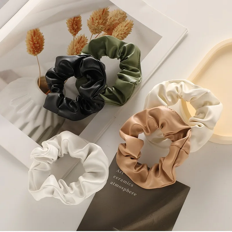 ใหม่ความรู้สึกซุปเปอร์หนัง pu ลําไส้ใหญ่แหวนผมความรู้สึกขั้นสูงอุปกรณ์ผมผมหางม้าอุปกรณ์ผมผ้าโพกศีรษะ