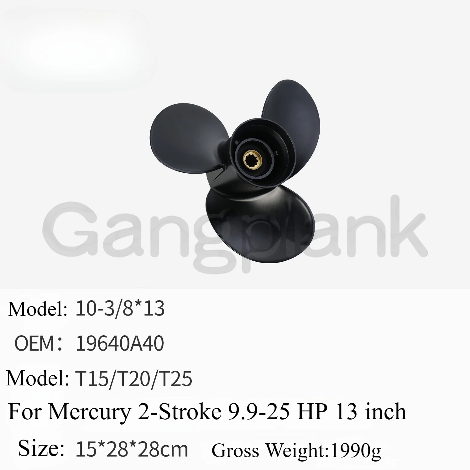 

10 3/8*13 для 2-тактного подвесного пропеллера Mercury 9,9-25 HP из алюминиевого сплава 13 дюймов 10 3/8X13 T15 T20 T25 19640A40