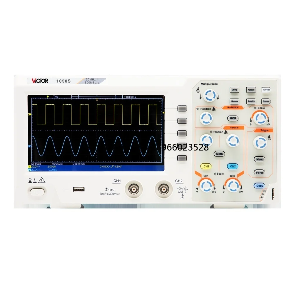 Low cost VICTOR 1050S 7.0-inch TFT Top Type Digital Storage Oscilloscope 2 channel 50 MHz bandwidth 8 bits