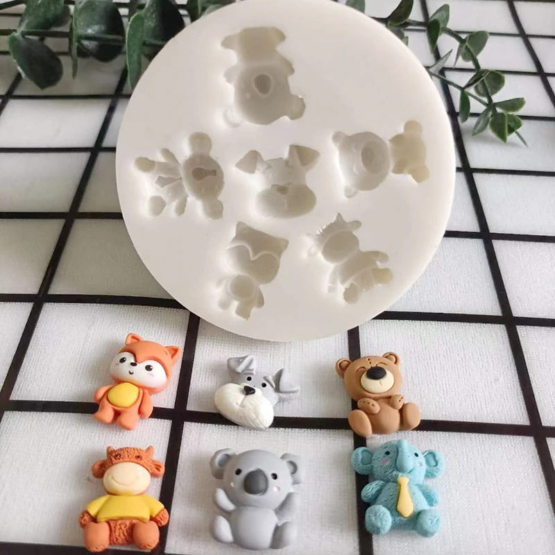 Bear Silicone Mold Teddy Bear Fondant Cake Decorating Tools DIY Animal Sugarcraft Mould Chocolate Moulds Cupcake Topper Molds