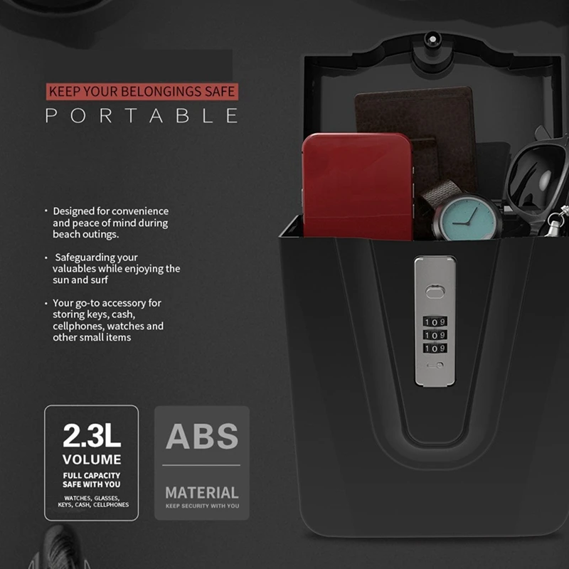 Hot Ltem Portable Safe Travel Safe With Cable Travel Safe With Password Suitable For Beach, Vacation, Hotel,