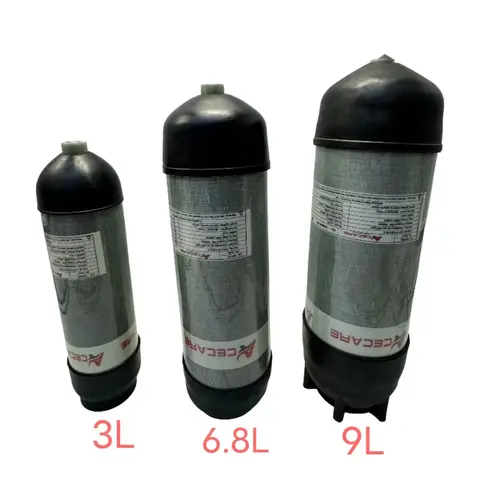 Acecare HPA 탄소 섬유 실린더, 화재 안전 스쿠버 다이빙용 고무 장화 보호, 3L, 6.8L, 9L, 300bar, 4500psi, 30mpa