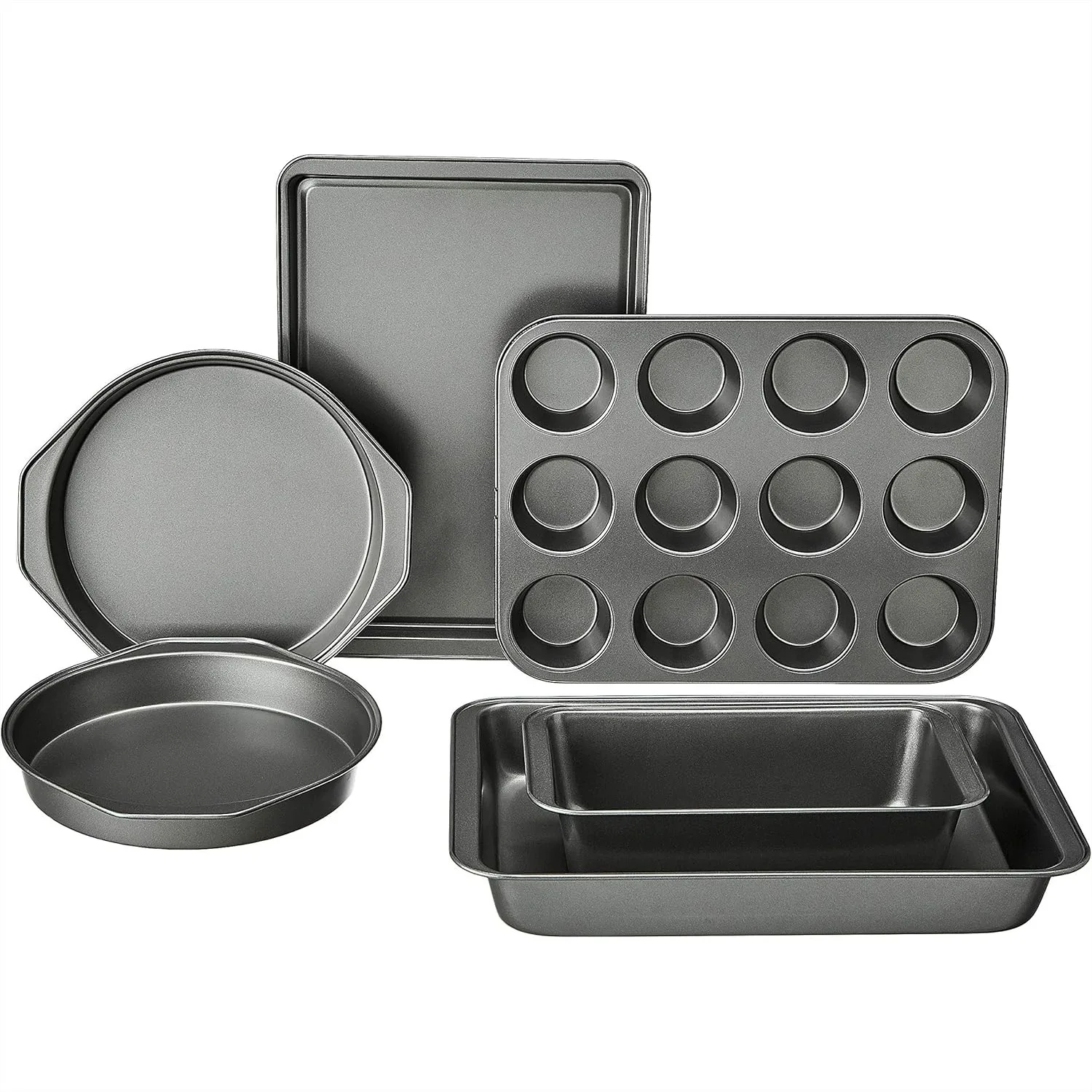 

Nonstick Carbon Steel Bakeware Set with 6 Pans for Easy Release
