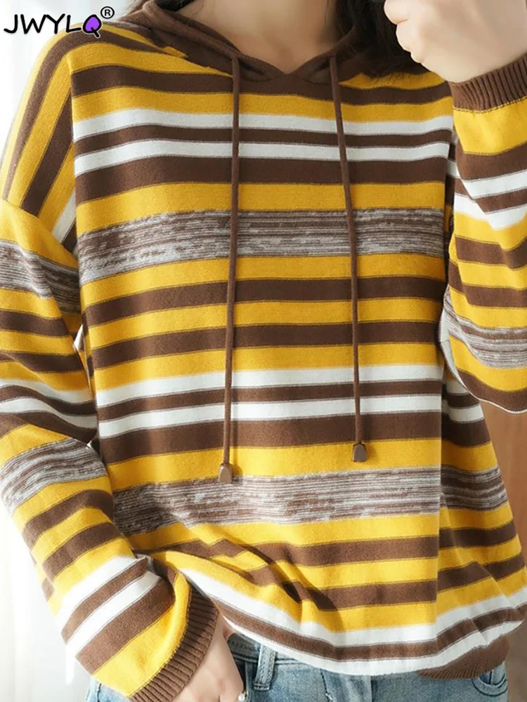 

Summer Hooded Short-sleeved Women 2023 New Ultra-thin Breathable Striped Short-sleeved Loose Korean Fashion Slim T-shirt Hoodie