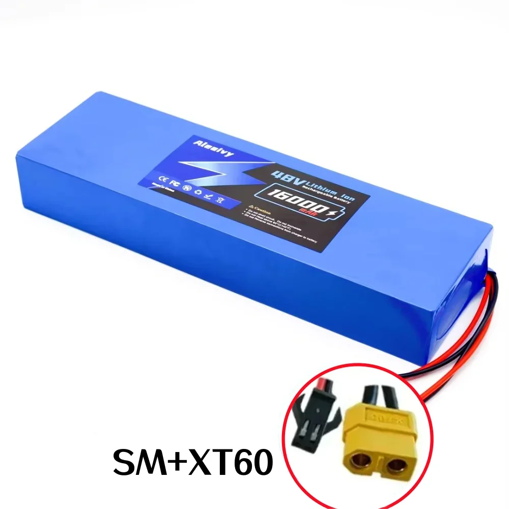 Oplaadbare 48V lithiumbatterij 16000mAh 13S5P met 15A BMS, batterijpakket met hoge capaciteit voor hoverboard skateboard longboard