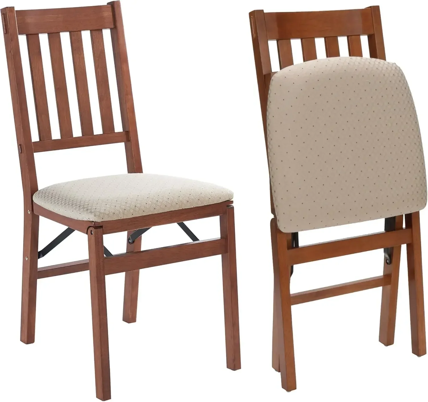 STAKMORE Arts and Craft Folding Chair Fruitwood Finish, (Set of 2) , 22.5 in x 17 in x 35.5 in