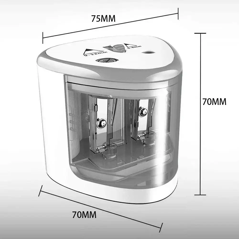 Two-hole Electric Pencil Sharpener Switch Battery Charging Automatic Pencil Sharpener Portable Pencil Sharping Tool