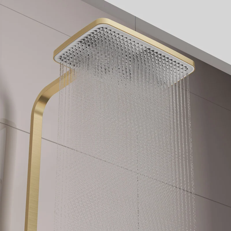 Economic Single Handle Rainfall Bathroom Shower System Three Functions Brass Rotation Spout Ceramic Valve Core Massage Spray