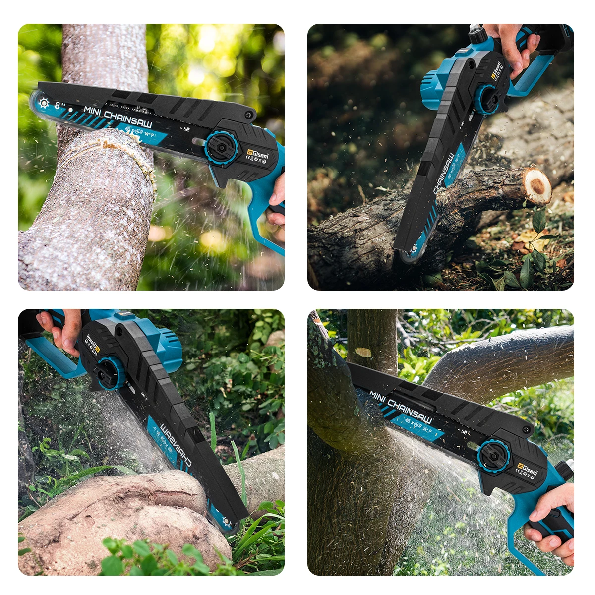 Gisam 8 Inch Brushless Electric Chainsaw Cordless Electric Saw Woodworking Garden Pruning Saw Power Tools For Makita 18V Battery