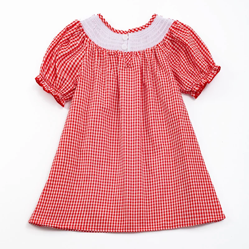 Girlymax Sibling Valentine's Day Baby Girls Red White Plaid Gingham Love Heart Smocked Dress Kids Clothes