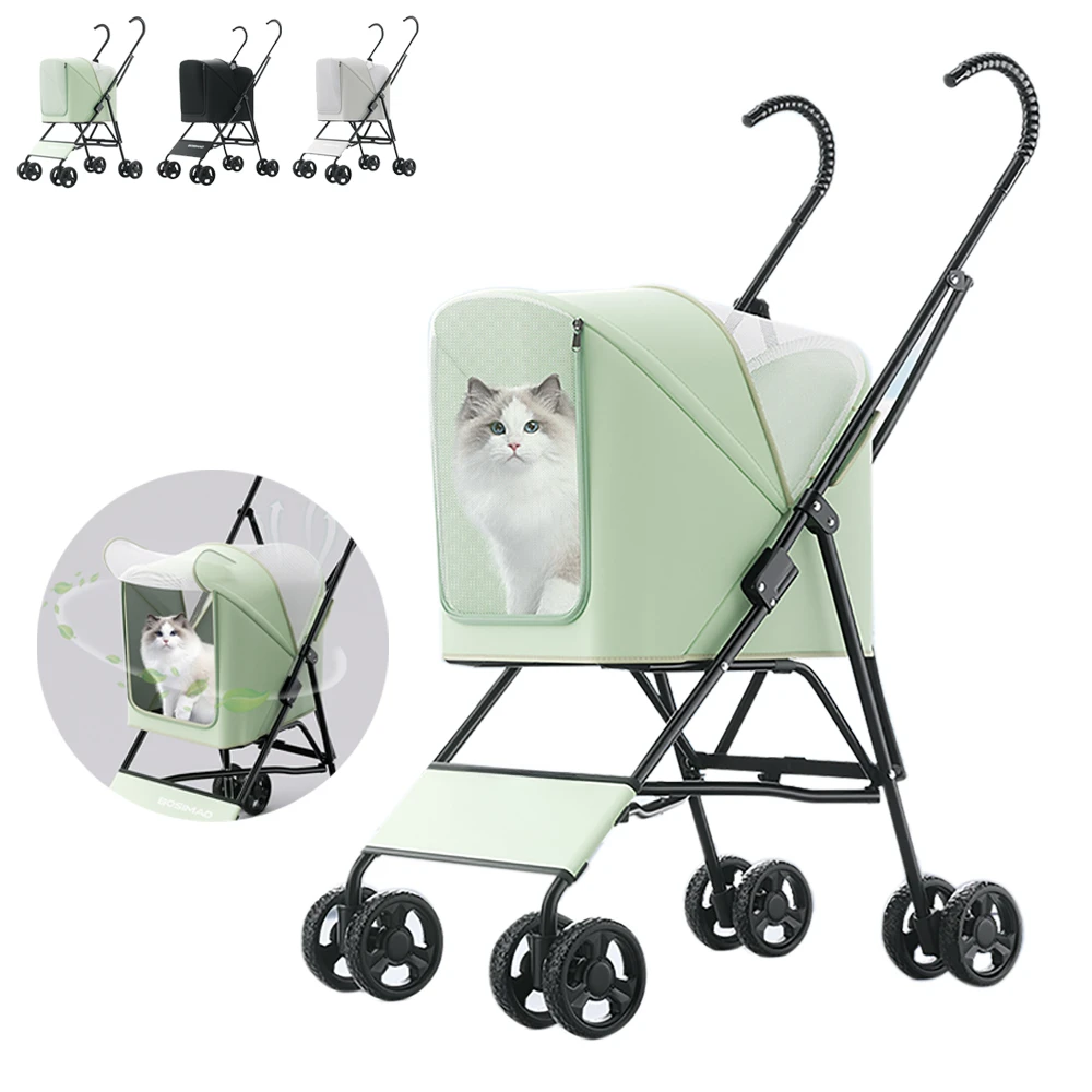 Lightweight Stroller Foldable Dog Stroller W/ Aluminium Alloy Integrated Ultra Light Double Brake for 10kg Dogs Cat Accessories