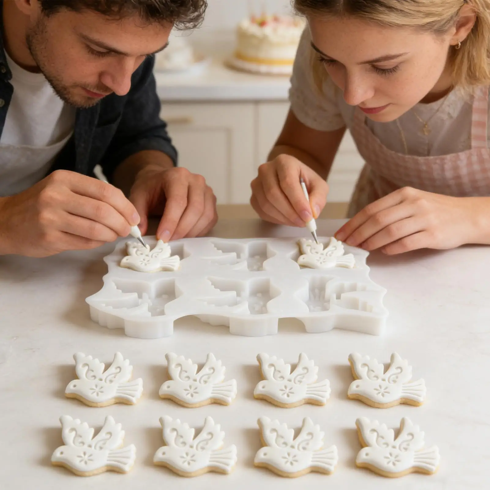 Bird Shape Silicone Mold 6-Cavity Non-Stick Art Project Tool Pigeon Bird Casting Mold for Concrete Clay Epoxy Resin Soap Candle