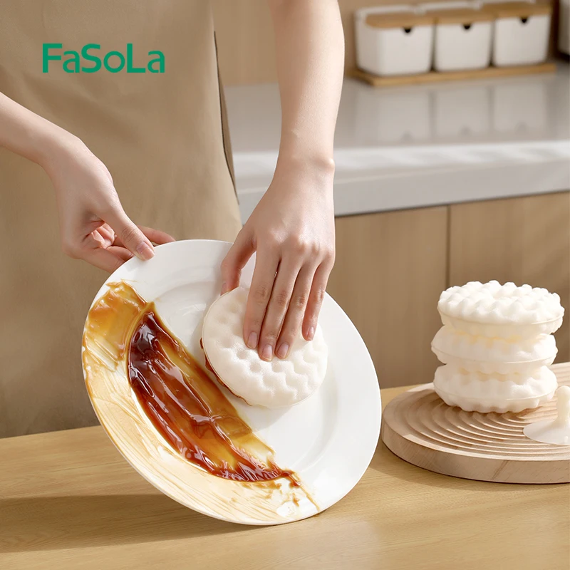 FaSoLa 2PCS Double-side Suction Cup Sponge Wipe Detachable Soft Kitchen Cleaning Brush Dishes Brush For Dishes Plate Pan Pot