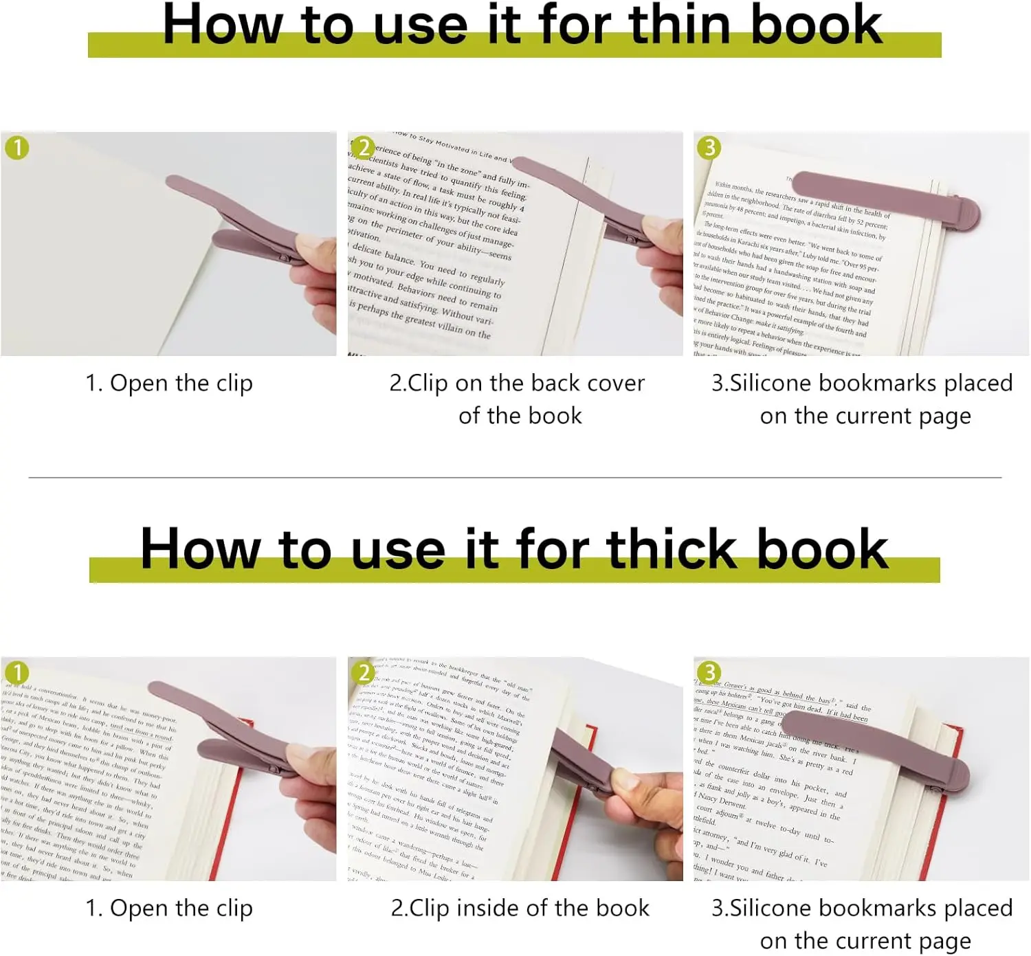 3pcs Silicone Automatic Bookmark, Unique Bookmark Page Keeper, BookPage Holder Markers Clip Book Marks Reading Accessories Gifts