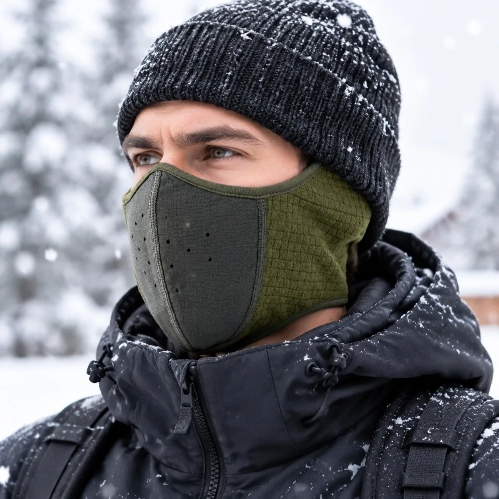 New Windproof Cycling Face Mask Double-Layer Adjustable Neck Gaiter Anti Cold Ear Protection Scarf Mask Outdoor