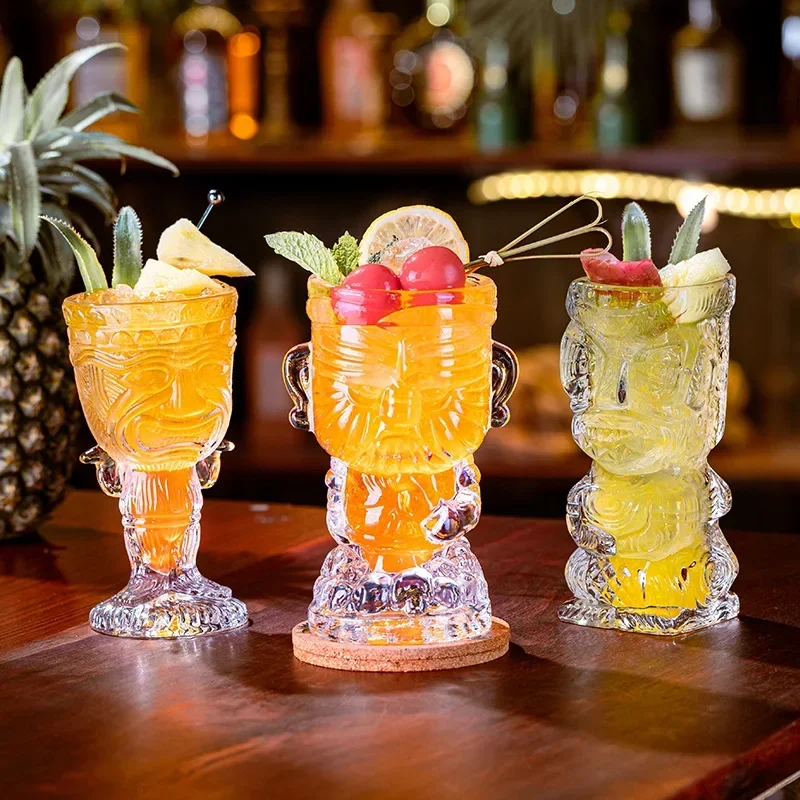 Lead-free Glass Cup Hawaii Tiki Mugs Creative Cocktail Glasses Beer Glass Martini Glasses Beverage Mugs Funny Cup Coffee Cup