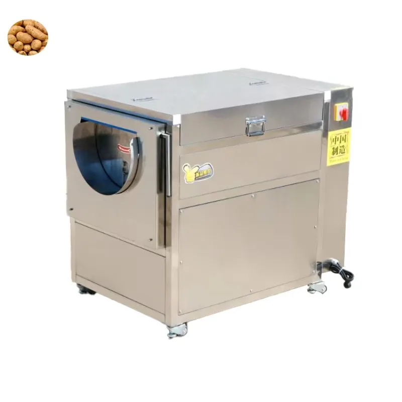 Customized Brush Type Potato Washing Peeling Machine Mobile Root Vegetable Cleaning Equipment For Food Processing