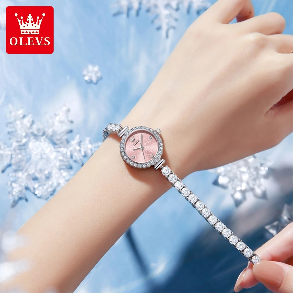OLEVS ساعات نسائية 5889 ساعة كوارتز مقاوم للماء مضيئة مجوهرات سوار بقفل مشبك ساعة السيدات الفتيات هدية صندوق العلامة التجارية الأصلية #4