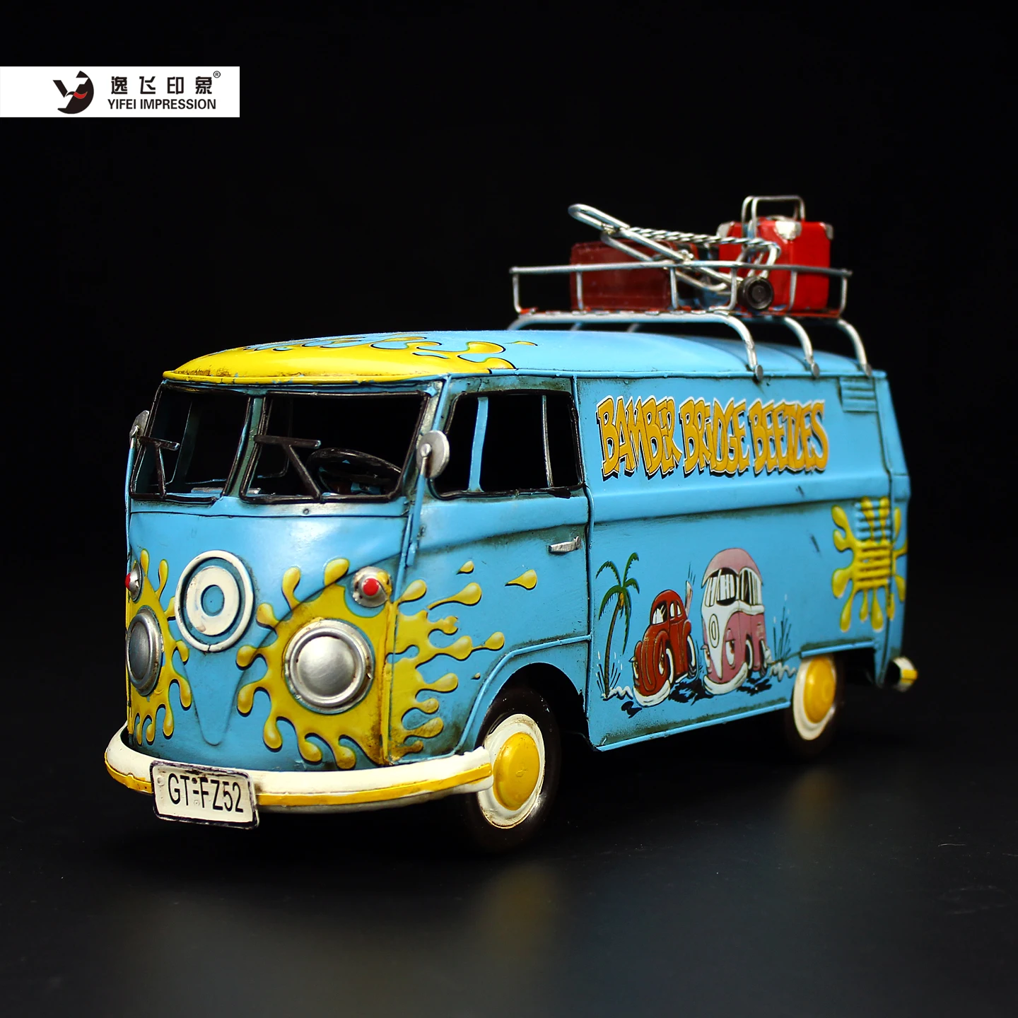 Vintage Collectible Furniture - Handmade Iron Vintage 1967 Hippie Van