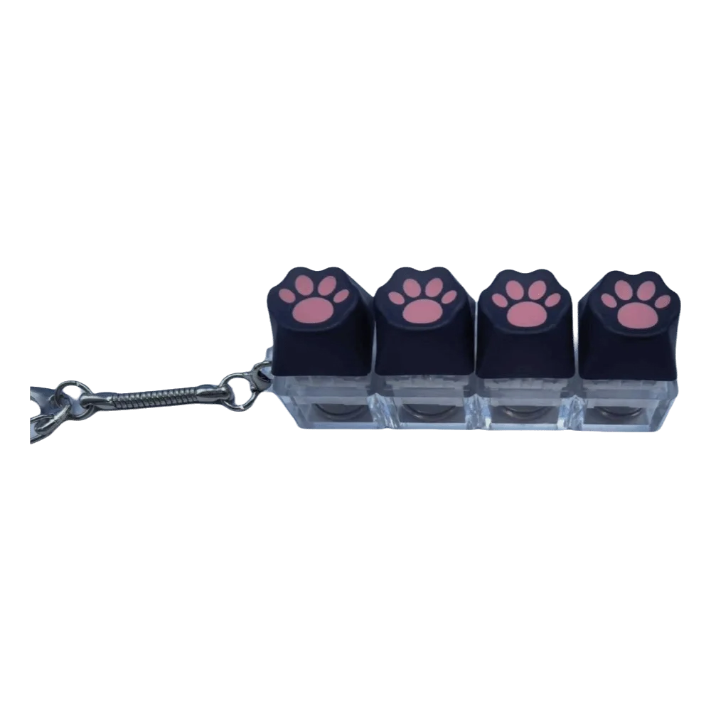 Relaxing 4/9 Keys Anti-stress Pendant Cat Paw Mechanical Fidget Keychain Keycap Keyboard Decompression Keyring Desktop Decor
