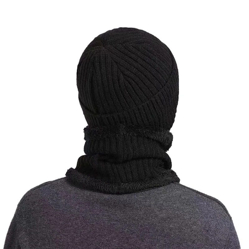 Men's Neck protection Scarf Winter Padded Ear Protection Knitted Hat Keep Warm Beanies for Middle-aged and Elderly