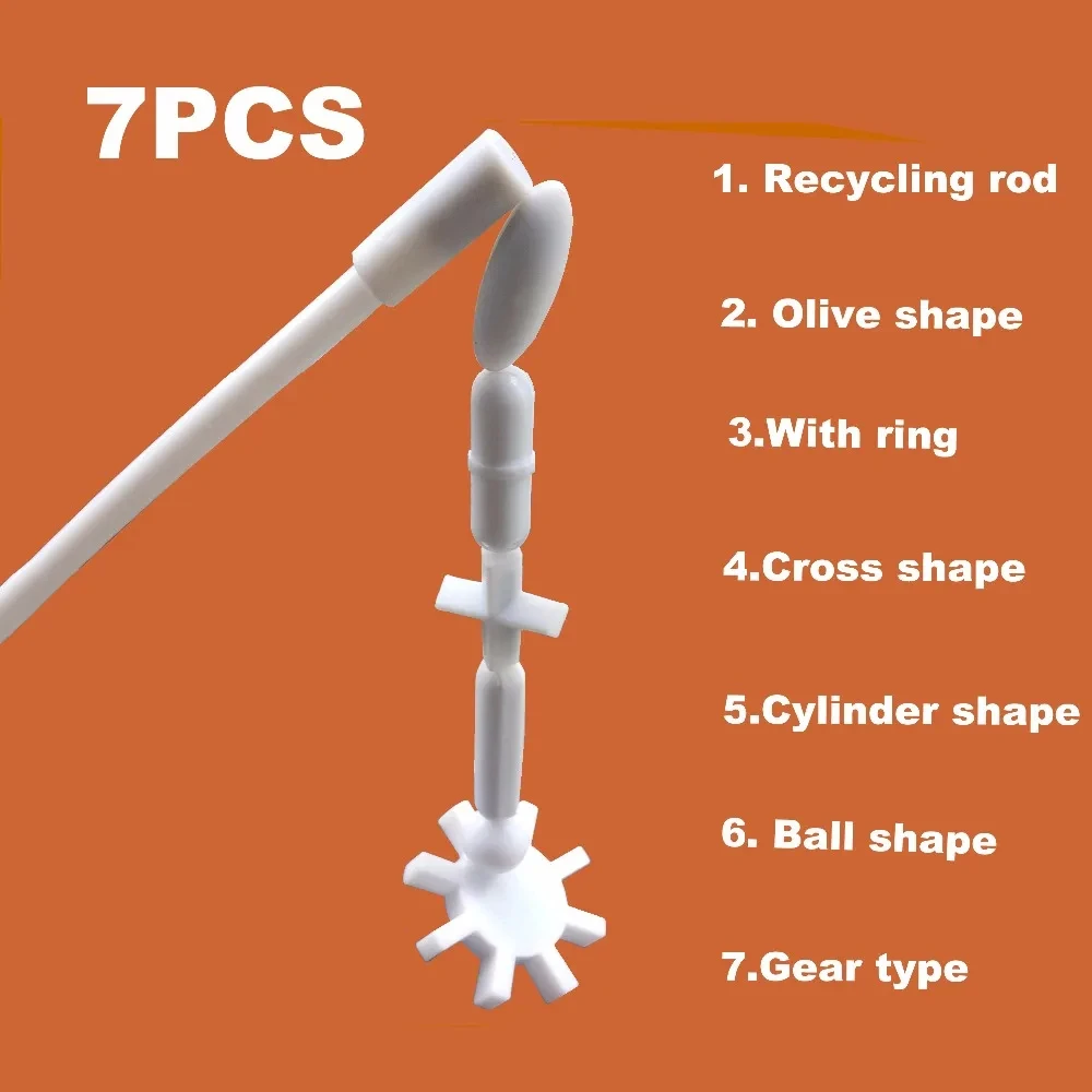 Magnetic Stirrer PTFE Stir Bar Mixer Bars Stiring rod : 6 shapes + Magnetic Retriever Total Of 7pcs