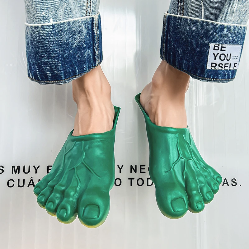 Big Toed Green Giant Design Man Slippers Footwear Indoor Beach Sandal Unisex Shoes Green Bigfoot Halloween Funny Men's Flip Flop