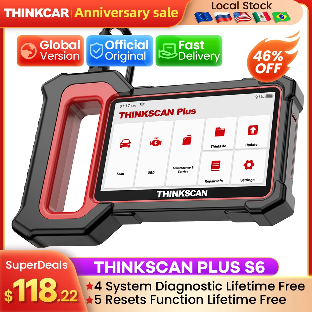 THINKCAR Thinkscan Plus S6 S5 OBD2 Scanner Engine ABS SRS TCM System Diagnosis Code Reader Diagnostic Scan Tool Car Scanner