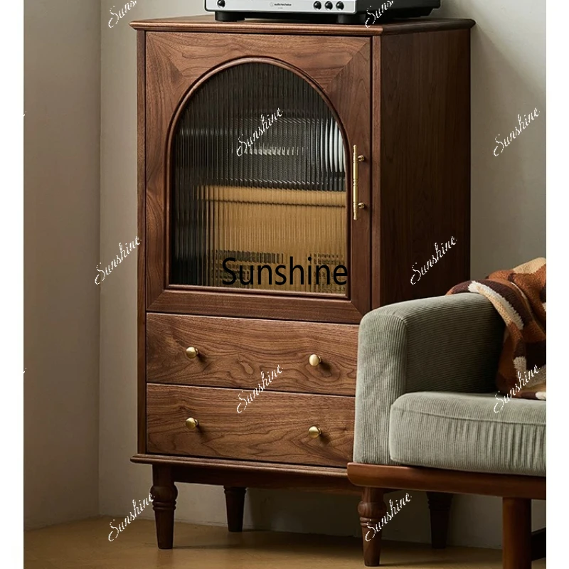 

Living room solid wood wine cabinet Living room household locker Simple storage display cabinet