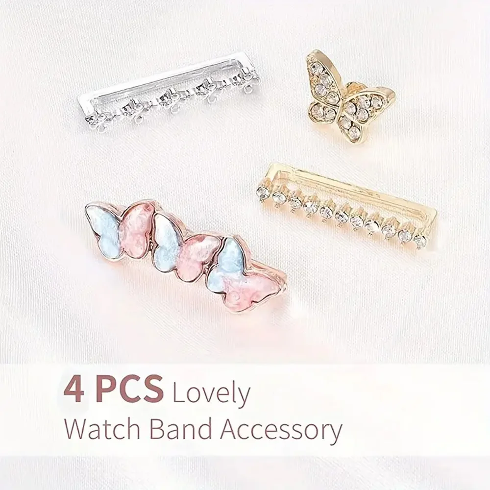 1 piece of fashionable butterfly design watchband accessory, suitable for iWatch 38mm, 40mm, 41mm, 44mm, 45mm