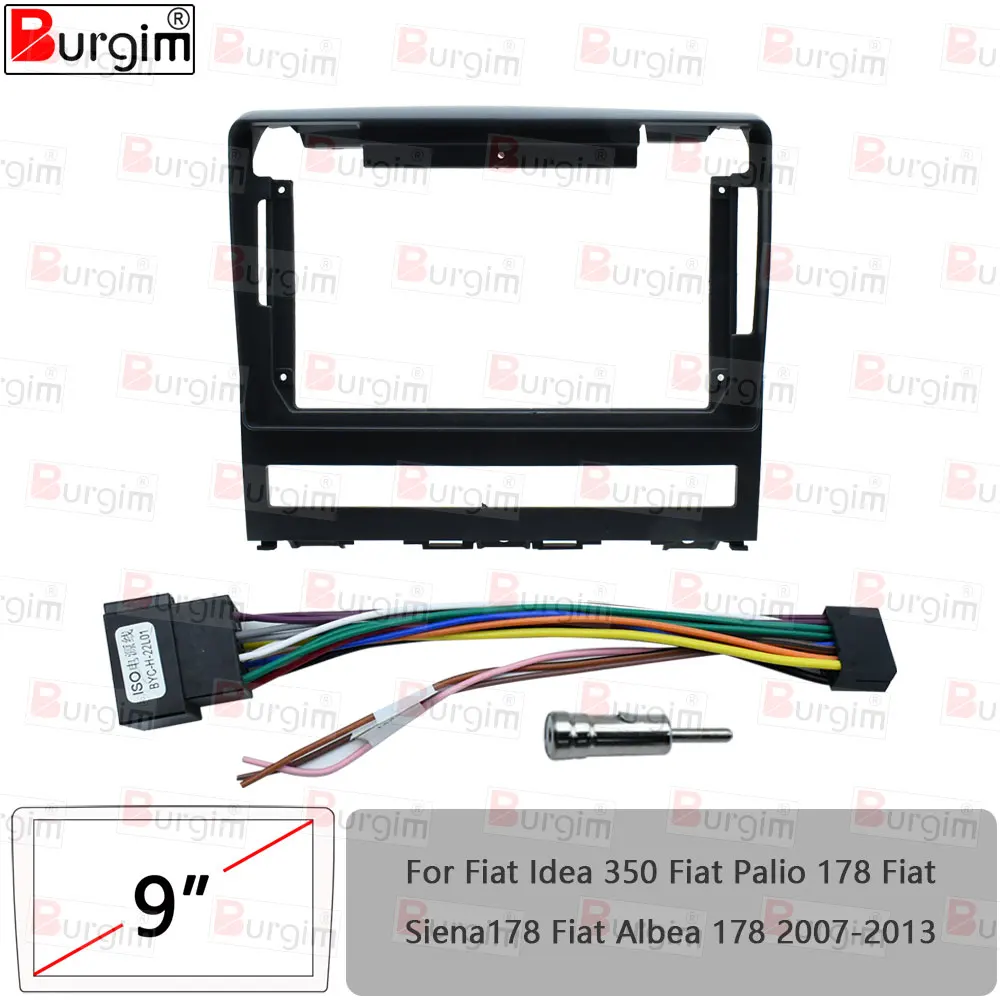 Car Radio Fascias Frame For Fiat Idea 350 Palio 178 Siena 178 Albea 178 9 inch Stereo Panel Wiring Harness Power Cable Adapter