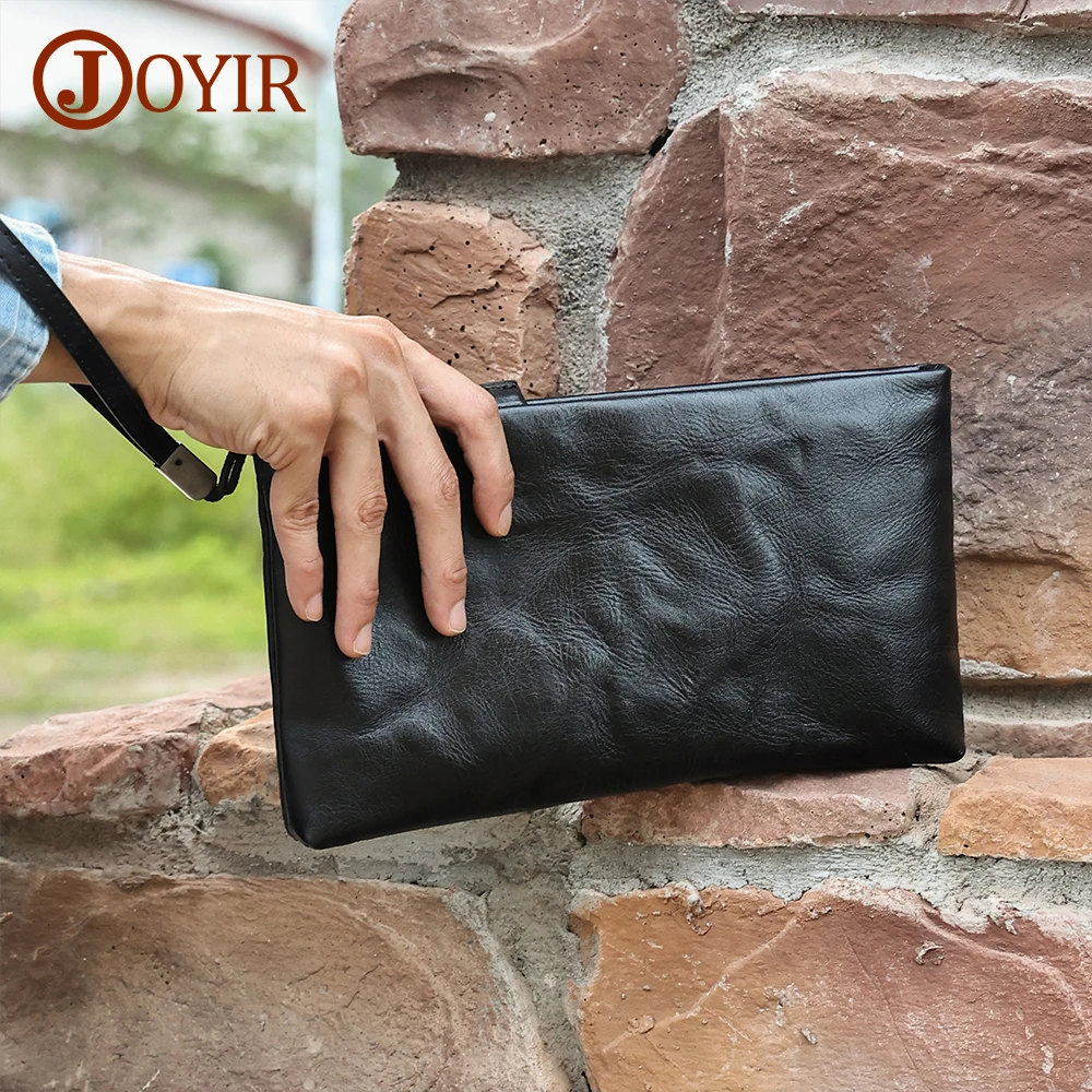 

JOYIR Genuine Leather Clutch for Men Organizer Wrist Bag Card Holder Wallets Business Casual Purse Male Handy Bag New