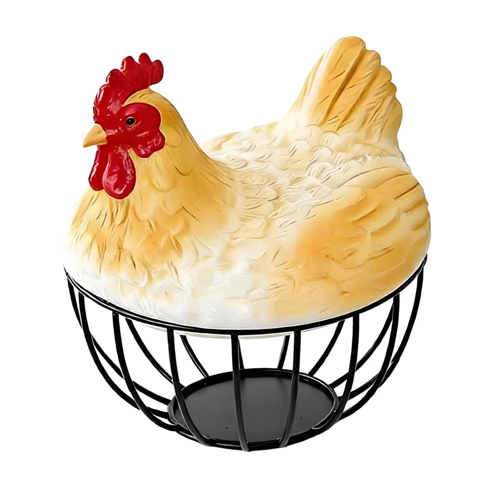

Креативная корзина для яиц в форме курицы, декоративный металлический контейнер для яиц с крышкой, органайзер для яиц и украшение для кухонной столешницы