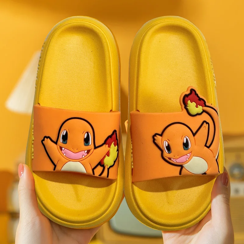 Anime Pokemon Pikachu Slippers Boys Girls Bathroom Slipper Non Slip Outdoor Beach Sandals Cartoon Kids Household Shoes Slippers