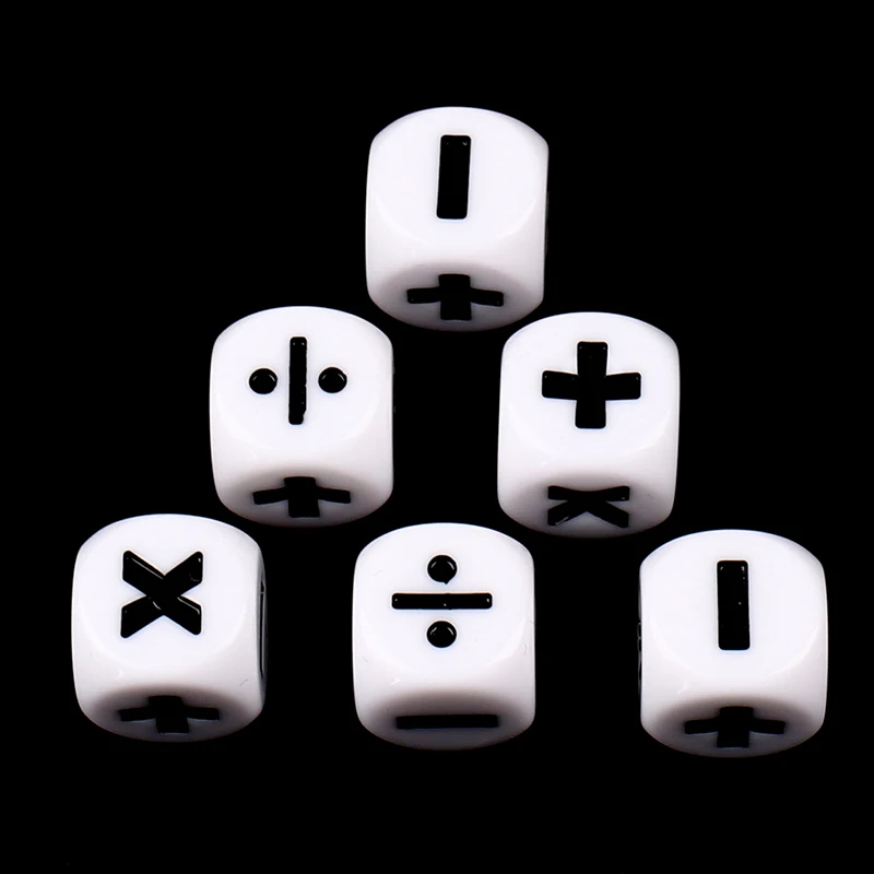 6pcs Addition Subtraction Multiplication Division Symbol Dice Operation Props