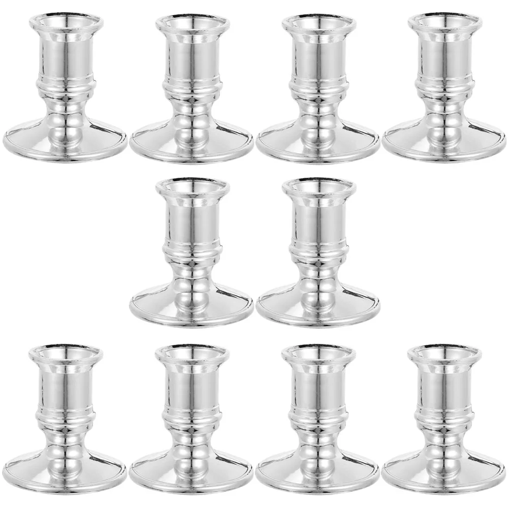 10 Pcs Electronic Base Candlestick Tealight Stand Candleholders Flameless Taper Pillar Stands Indoor Desktop Creative