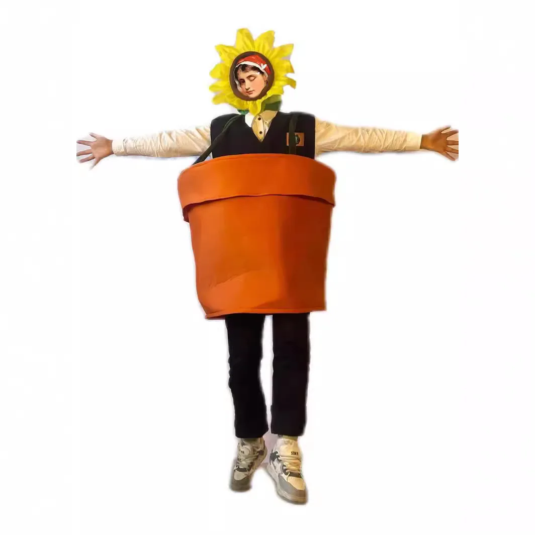 Funny Party Sunflower Pot Play Costume Cos Sunflower Flowerpot Stage Performance Costume Role Play Costume June 1 Children's Day