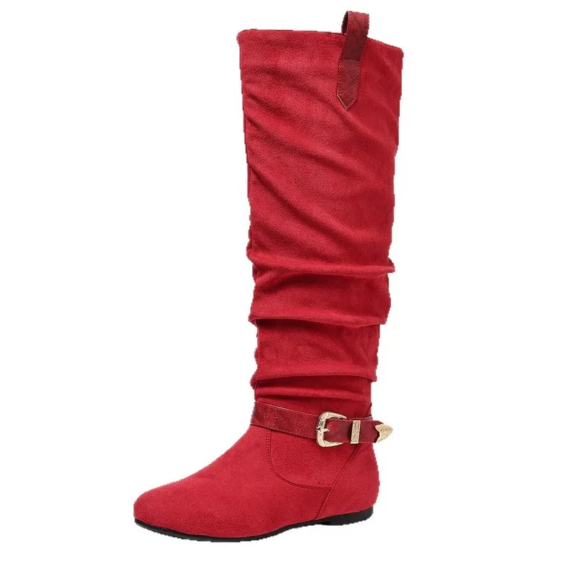 Retro Knee High Boots Women Belt Buckle Comfortable Shoes Women's Boots Trend 2026 Fashion Platform Shoes For Woman Zipper Soft