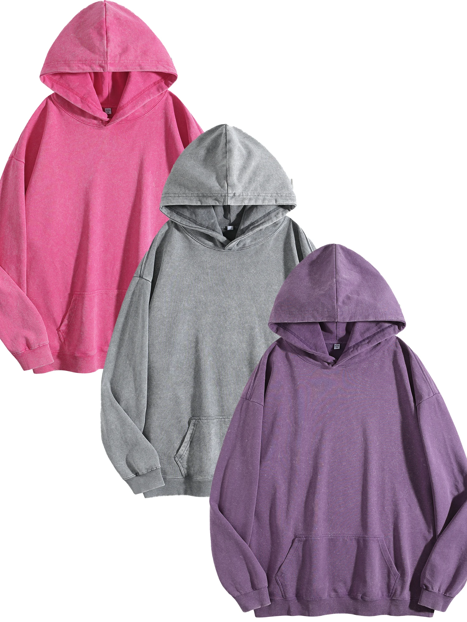 

Vintage Washed Hoodies for Women - Loose Casual Style, Multiple Colors Hooded Sweatshirts for Spring and Autumn