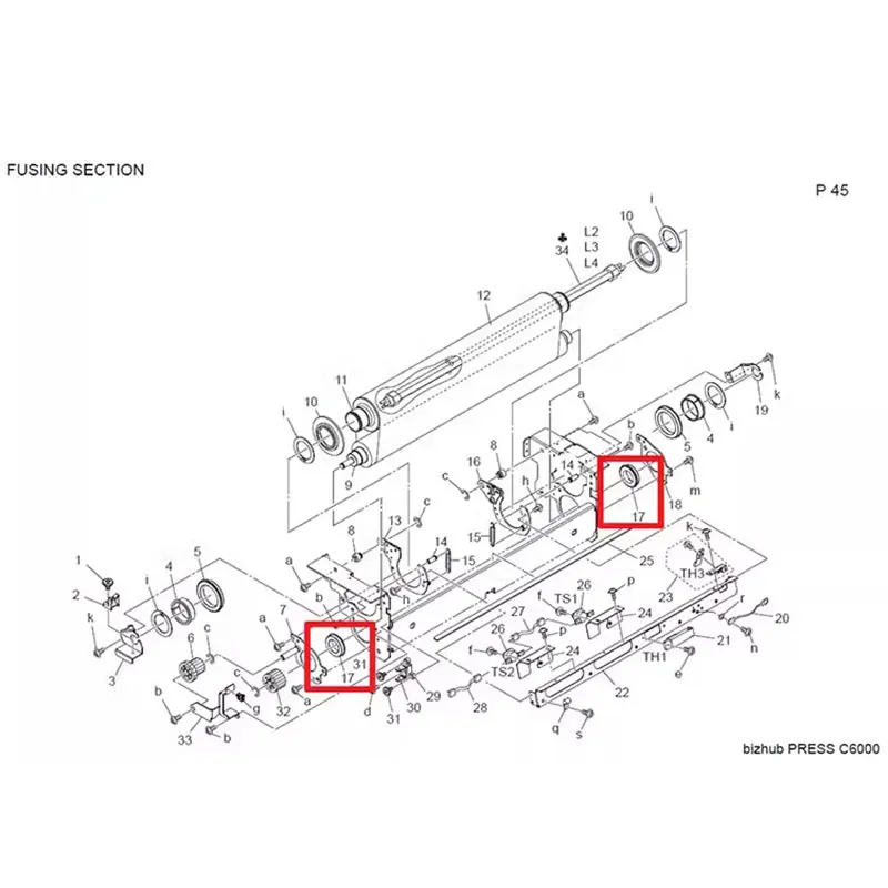 Imagem -04 - Rolamento do Fusor para Konica Minolta Genuíno Bizhub Imprensa C6000 Pro1051 951 C5500 C5501 C6500 C6500p C6501 C6501p 56ua75070