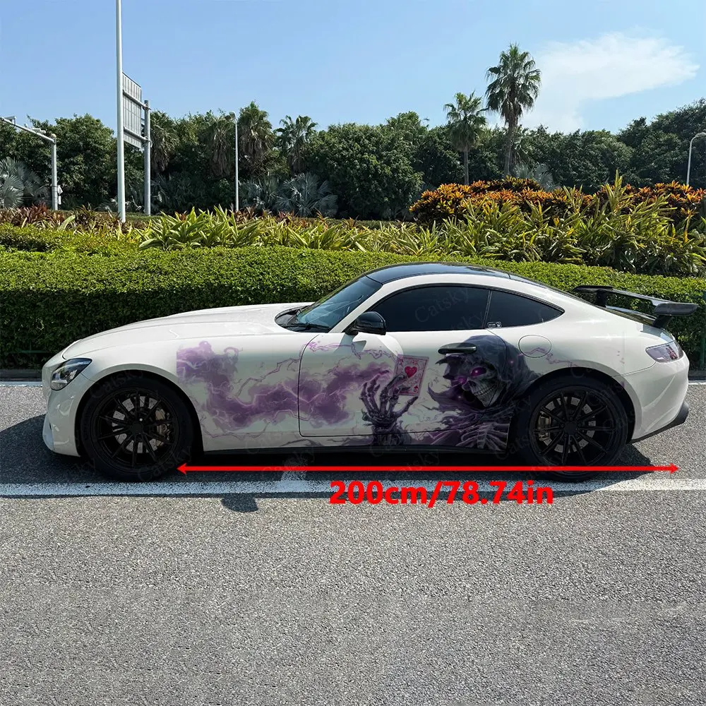 2pcs Lightning Card Holding Reaper Car Side Wraps, Self-Adhesive PVC Waterproof & Scratch-Resistant Stickers, Car Accessory Gift