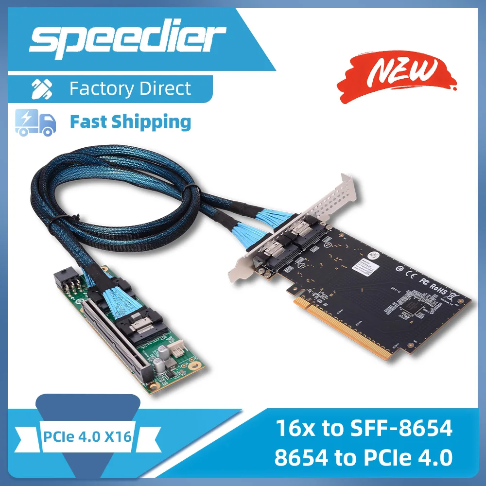 

2025 NEW PCI-E 4.0 16X To SlimSAS SFF-8654 Adapter Card Gaming Graphics Card External Expansion Card Riser
