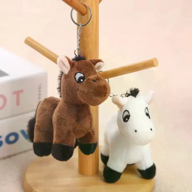 Pony di peluche ripieno di cartone animato come ornamento per zaino, accessorio portachiavi e ciondolo a forma di cavallo