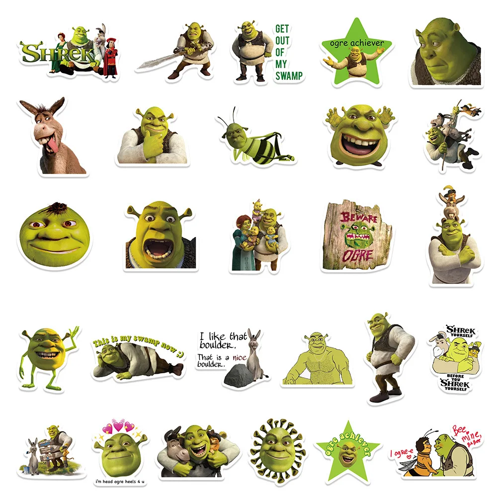 52pcs Cartoon Monster Shrek Graffiti Sticker DIY Suitcase Laptop Suitcase Guitar Star Sticker Waterproof Decals