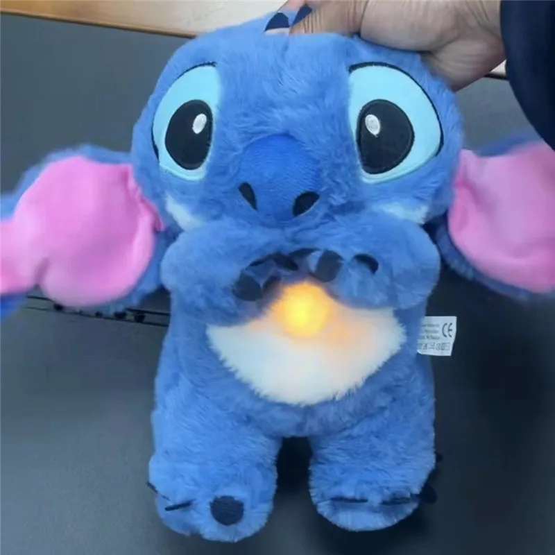 2024 Kawaii Stitch Plush Doll Breath Child Peluche Lilo&Stitch Soothes Toy Anime Baby Music Light Sleep Toy Model birthday Gift