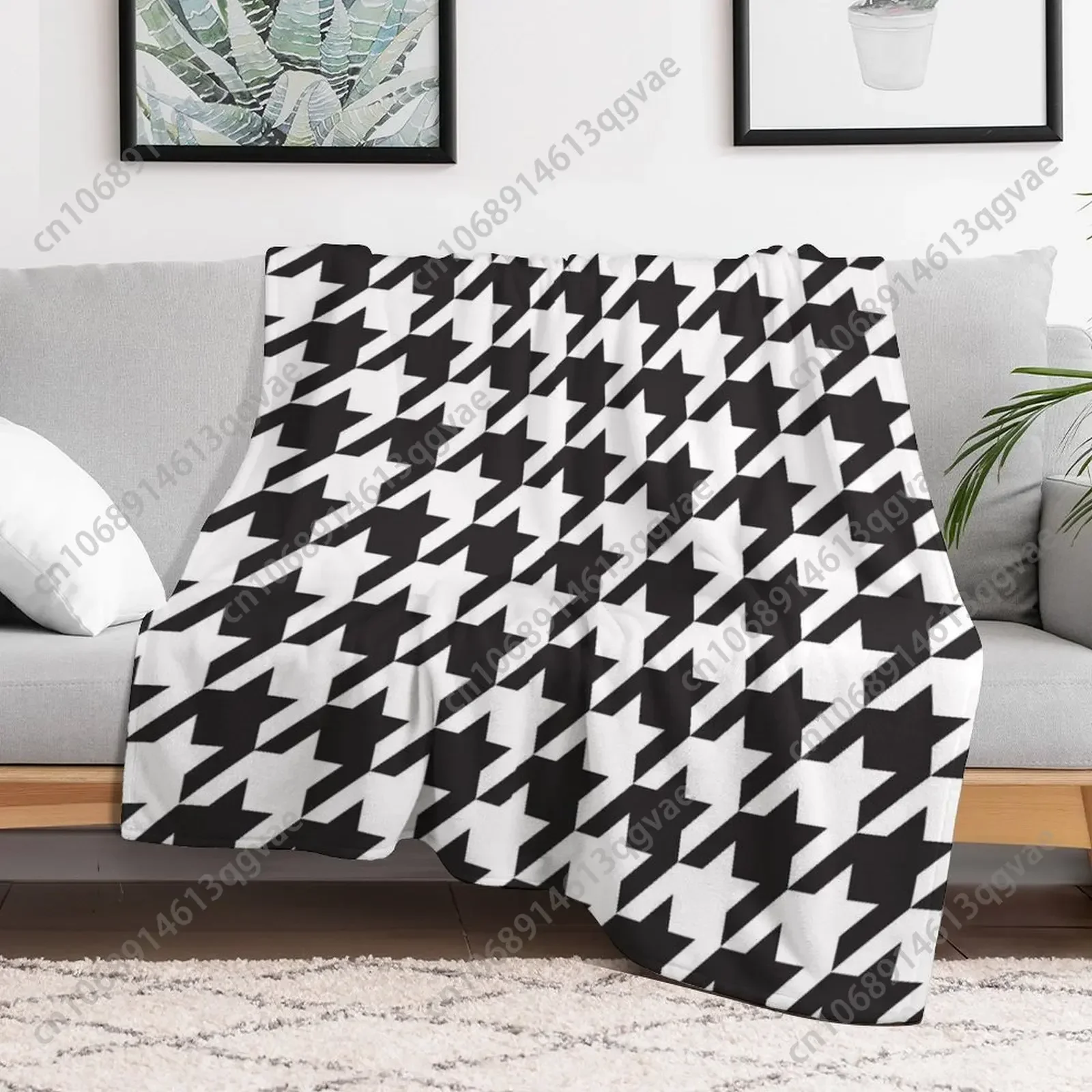 Houndstooth Pattern Flannel Blankets Are Soft Comfortable and Warm Perfect for Winter Naps Homes Offices Travel Camping and More
